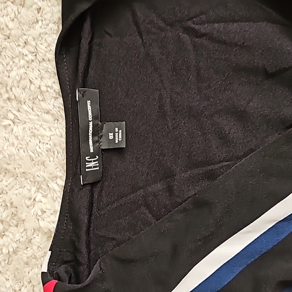 NWT INC Faux Wrap Dress. Red/blue/black/white stripes Size 0X - Picture 4 of 5